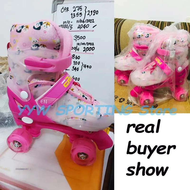 Boys Girls Kids Skates Children Roller Skates Skating Shoes Sliding Adjustable Quad Sneakers 4 Wheels 2 Row Line Outdoor kids roller shoes