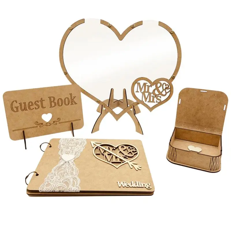 

Guest Book Wedding Reception Alternative Wooden Wedding Drop Box With Signs Rustic Wooden Heart Storage Box And Guest Signature