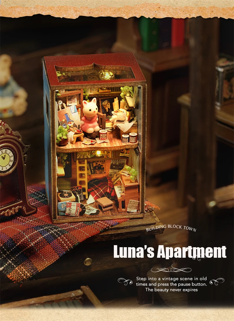 New DIY Mini Rabbit Town Casa Wooden Doll Houses Miniature Building Kits with Furniture Dollhouse Toys for Girls Birthday Gifts