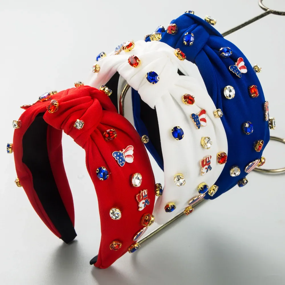 New Creative National Flag Headband Diamond-Embedded Alloy Accessories Dripping Oil Festival Hair Accessories for Women