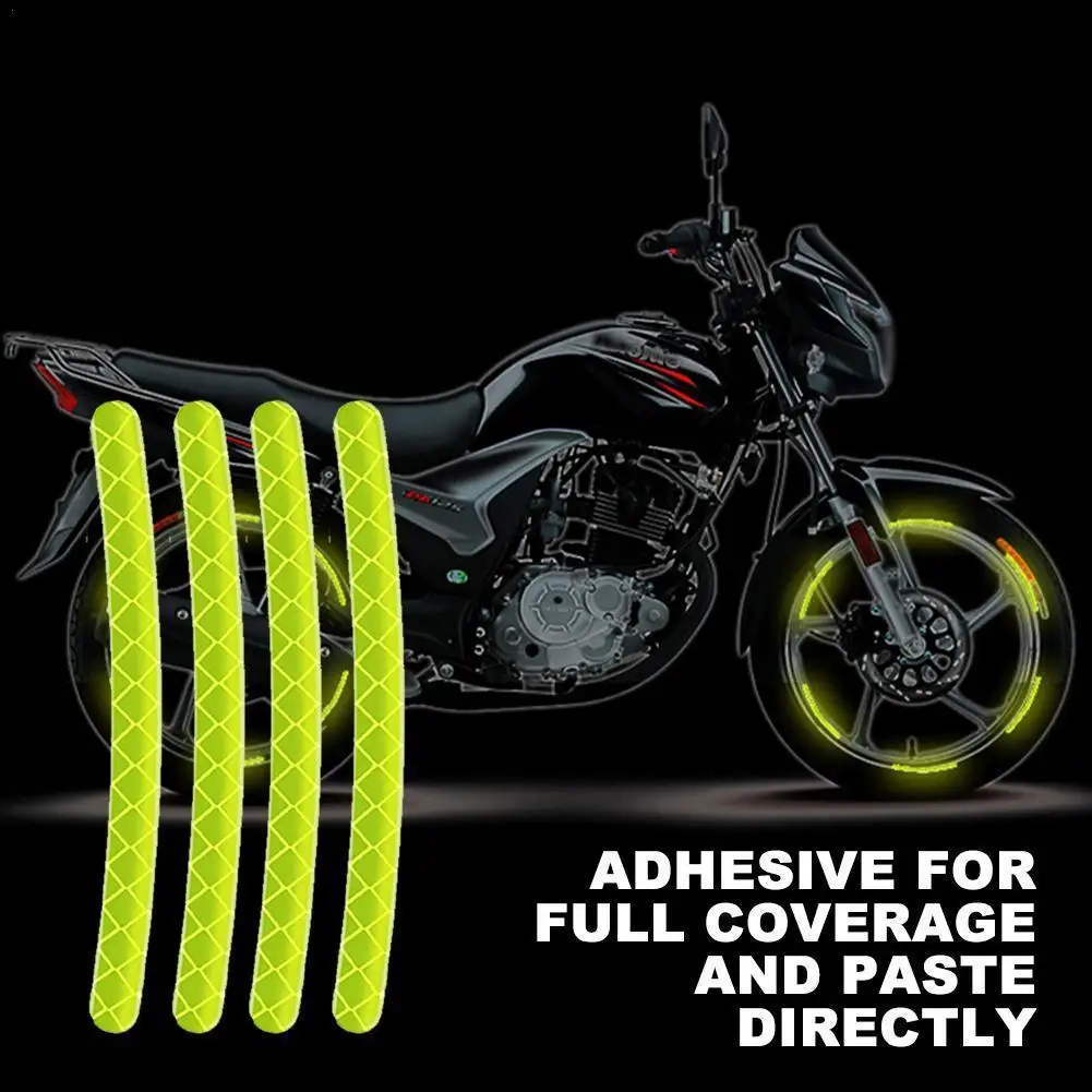 20pcs Wheel Hub Reflective Sticker Motorcycle Tire Rim Reflective Decorative Strips Night Warn Luminous Sticker Moto Accessories