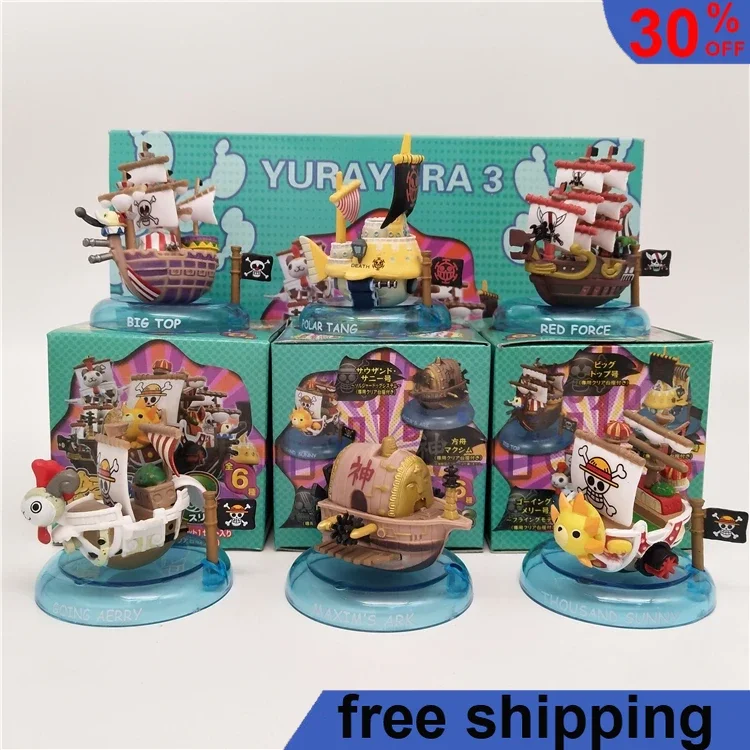 

ONE PIECE Pirate Ship 6cm Pvc Blackbeard Pirates Going Merry Thousand Sunny Anime Action Figures Desktop Ornament Decoration