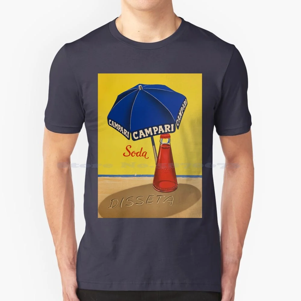 French Liquor Umbrella Poster T Shirt 100% Cotton Tee Cocktail Soda Spritz Campari Vintage Beer Woman Girls Martini Classic