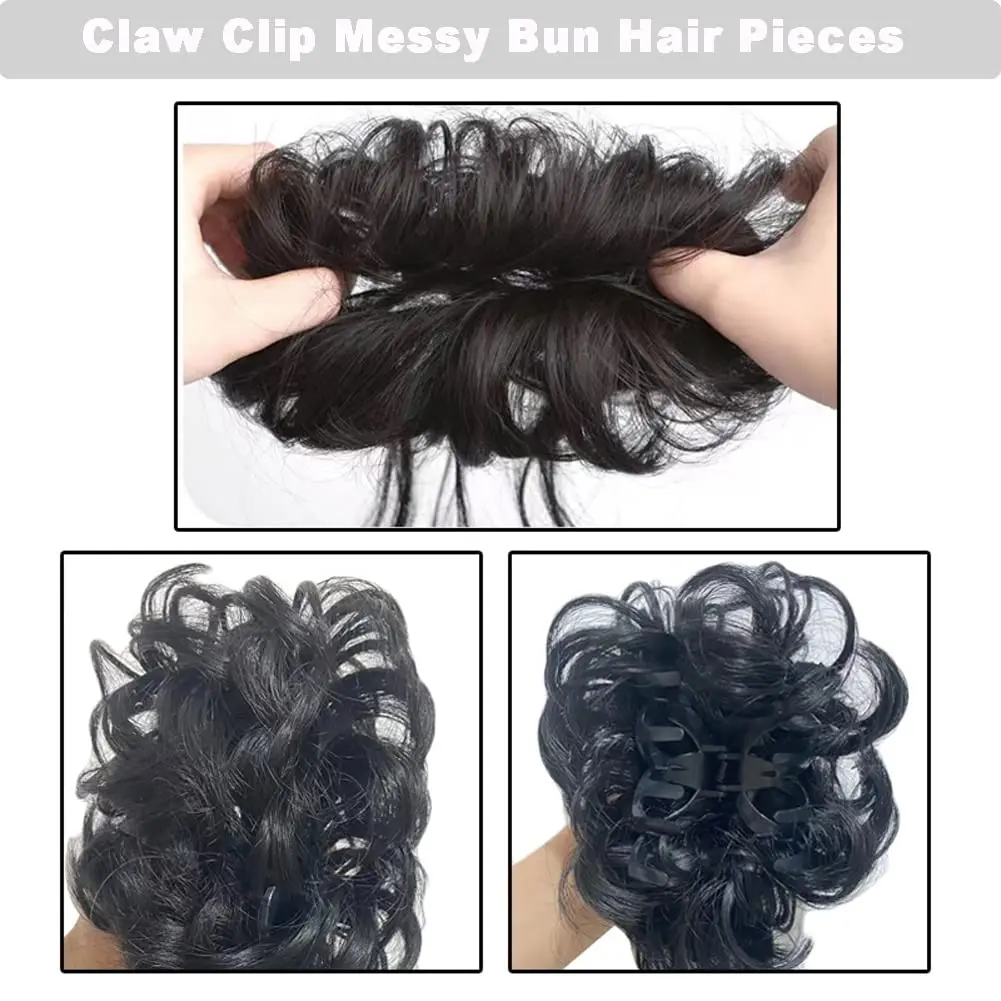 합성 곱슬 머리 롤빵 클로 Chignon 클립 헤어 롤빵 변태 가발 클립 헤어 익스텐션 Scrunchy Natural For Hairpiece Women