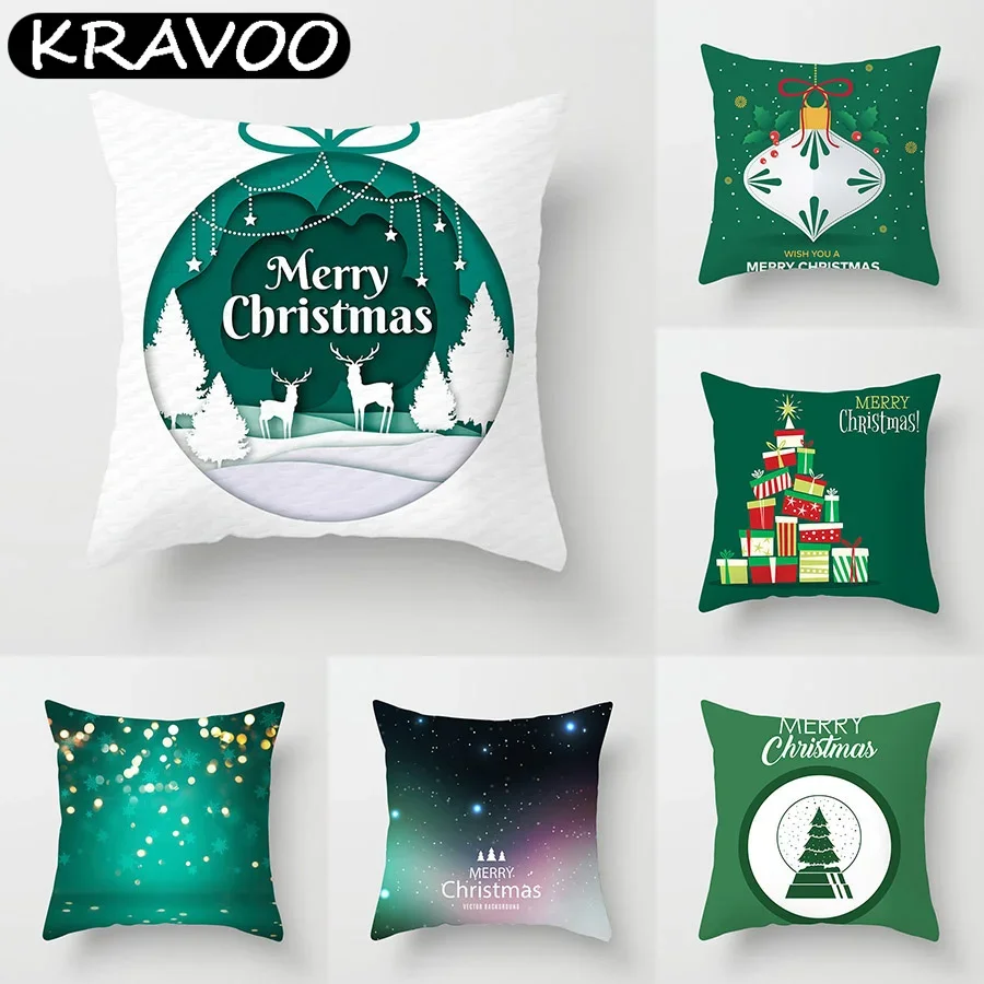 

Christmas Decorative Pillowcase Polyester Merry Christmas Pillow Case Santa Claus Elk Cushion Cover Navidad Funda Cojín 45x45cm