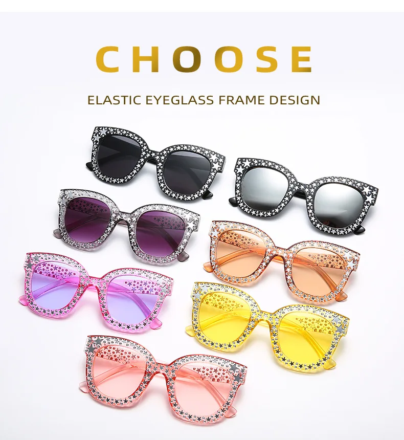 oversized sunglasses Retro Oversize Mosaic Star Sunglasses Women 2022 Cute Sexy Model Catwalk Style Sun Glasses Ladies Fashion Decoration Eyewears UV rectangle sunglasses