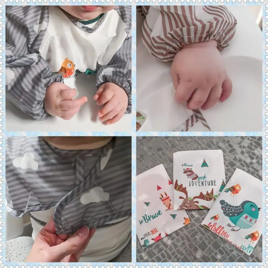 Baby Bib Waterproof Eating Smock Infant Toddler Cartoon Long Sleeve Art Apron 1Pcs