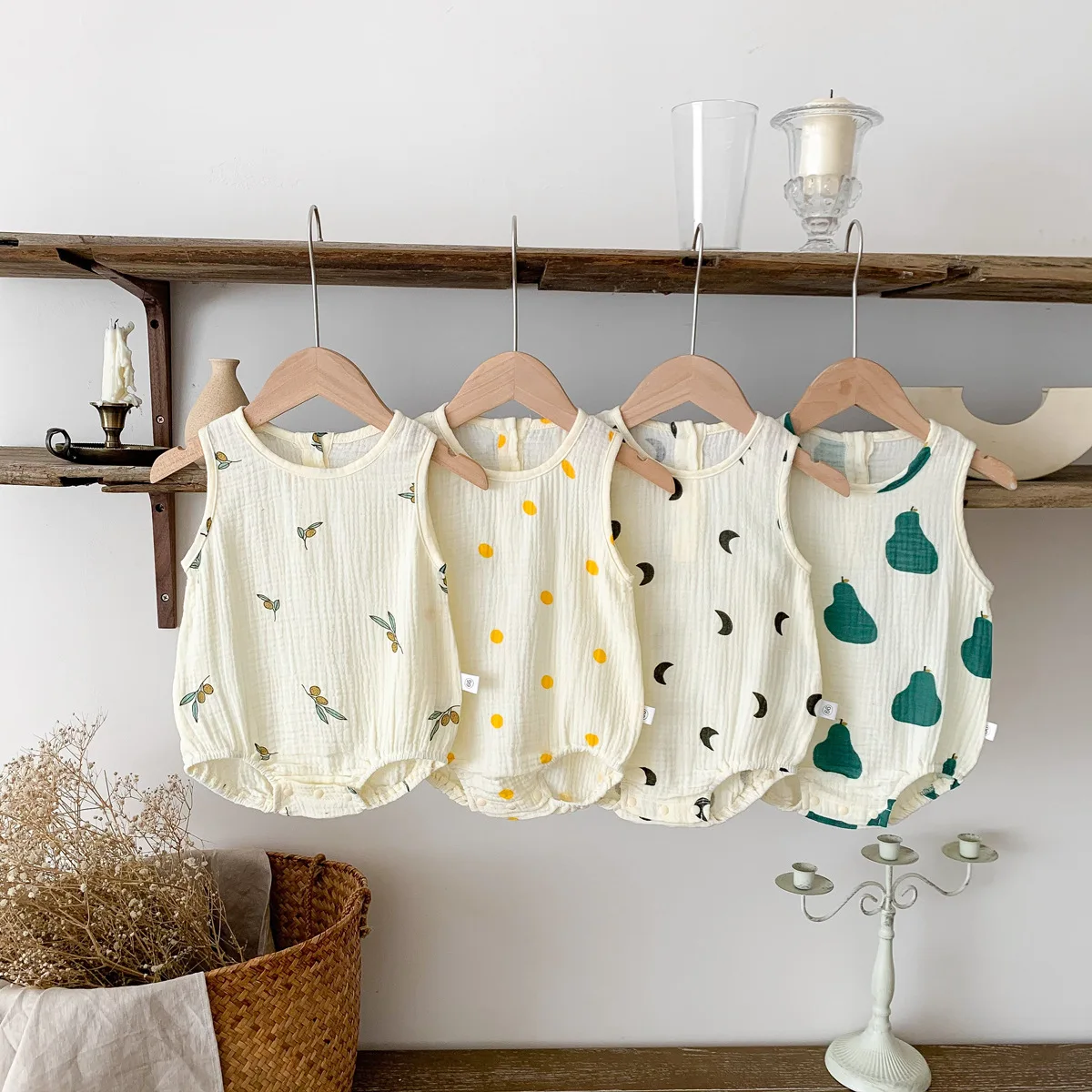 2023 New In Summer Infant Newborn Baby Girls Boys Wrinkle Cloth Cotton Outfits Kids Casual Jumpsuits Toddler Bodysuits 2