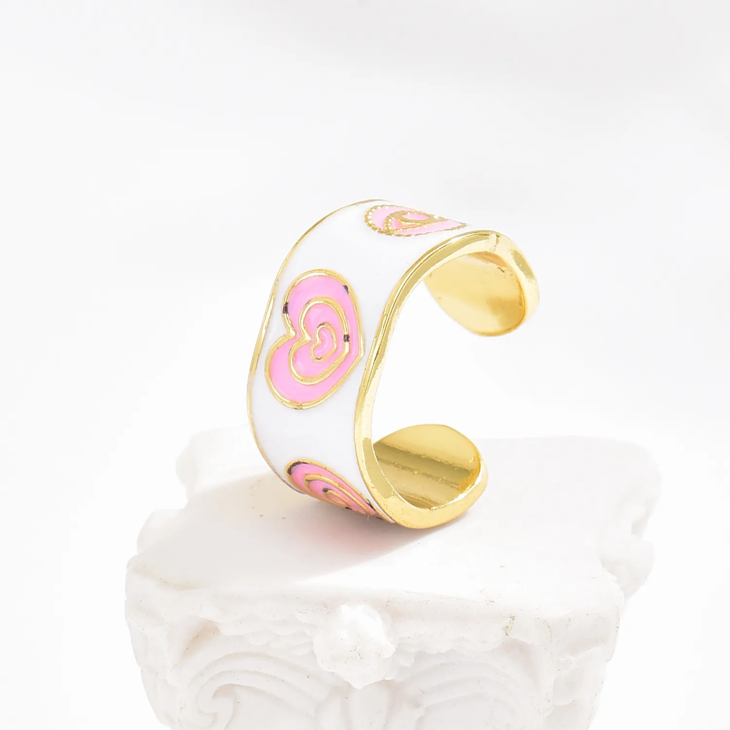 2021 INS Color Rainbow Fashion Rings For Women Finger Jewelry Clear CZ Colorful Neon Enamel Open Adjusted Dome Ring