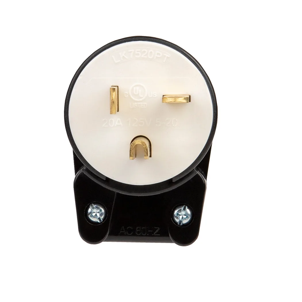 NEMA 5-20P Straight Blade Replacement Plug Connector Male Extension Cord Ends 20 Amp 125 Volt 2 Pole 3 Wire Grounding