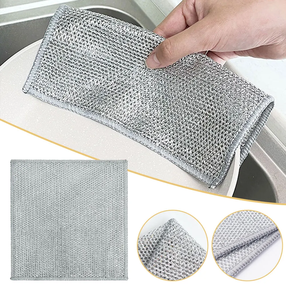 Metal Wire Mesh Cleaning Cloth Household Cleaning Tools Universal Tea Stain  Rag Dishwashing Scouring Pad Kitchen Towel - AliExpress