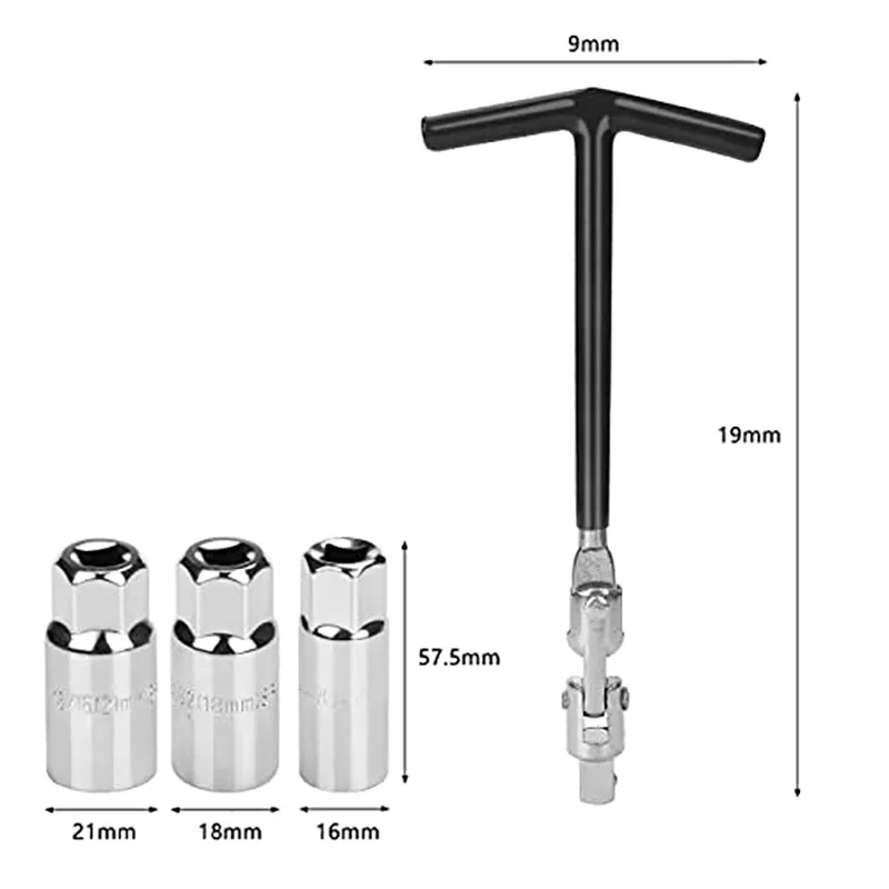Lot De 4 Clés à Bougies D'allumage Munghok - 14 Mm Et 16 Mm - Tête Magnétique Flexible Pour Accès Difficile