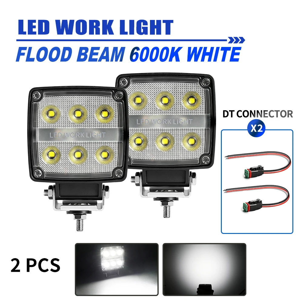 Ultra Bright LED Work Light Bar - 6LED, IP68, Flood Beam, 6000K White Light