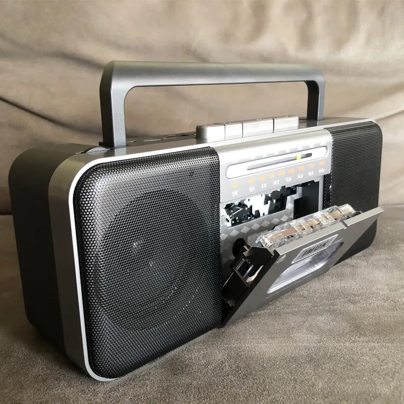 Retro Boombox Tape Player and Recorder AM/FM/SW Multi-band Radio with Built-in Bluetooth Speakers High Quality and High Volume