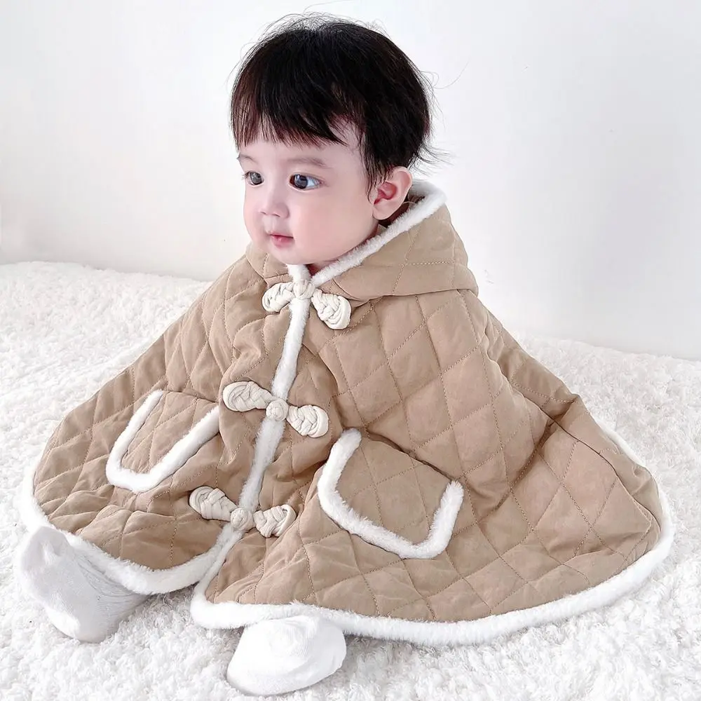 

Keep Warm Simple Newborn Cotton Padded Coat Toddler Kid Baby Winter Cape Hoodie Outwear Outdoor Poncho Hooded Cloak