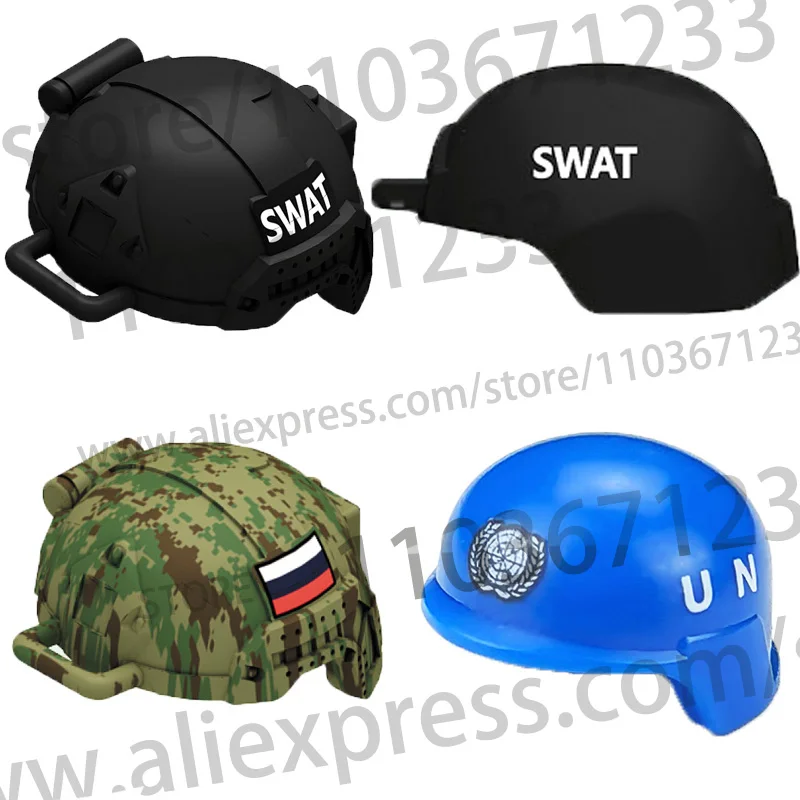 MOC 군사 빌딩 블록 특수 부대 군인 그림 인쇄 헬멧 조끼 방패 배낭 액세서리 벽돌 장난감 DF002