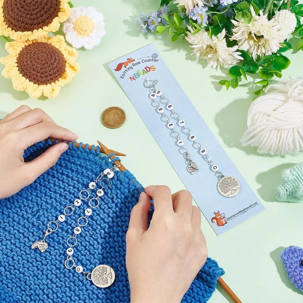 Tree of Life Knitting Row Counter Chains Number Beads Row Counter Chains Counting Accessories Knitting Crochet 2 Pcs knitting supplies,knitting craft supplies