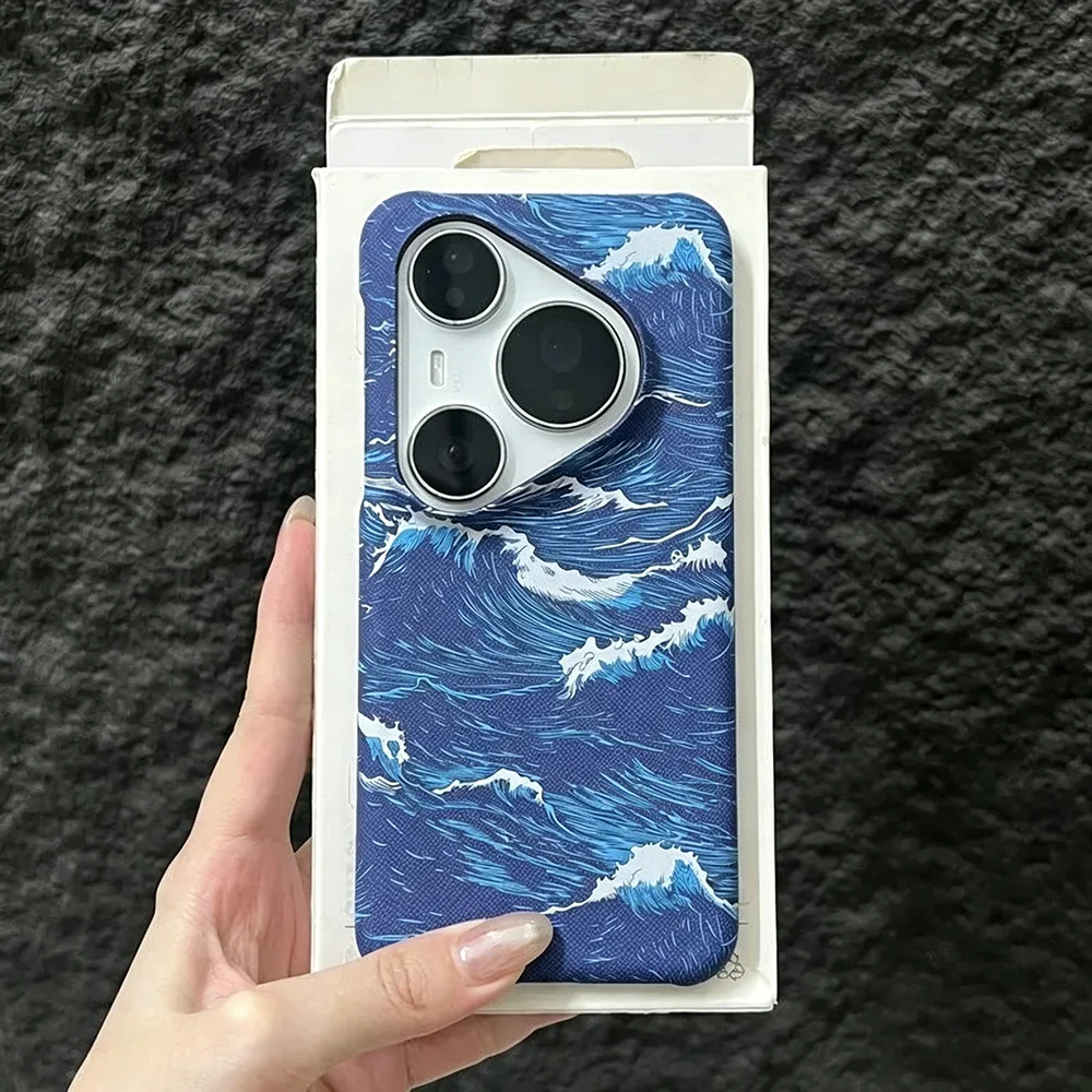 Ultra Thin Frameless Carbon Fiber Sea Wave Texture Magnetic Hard Case