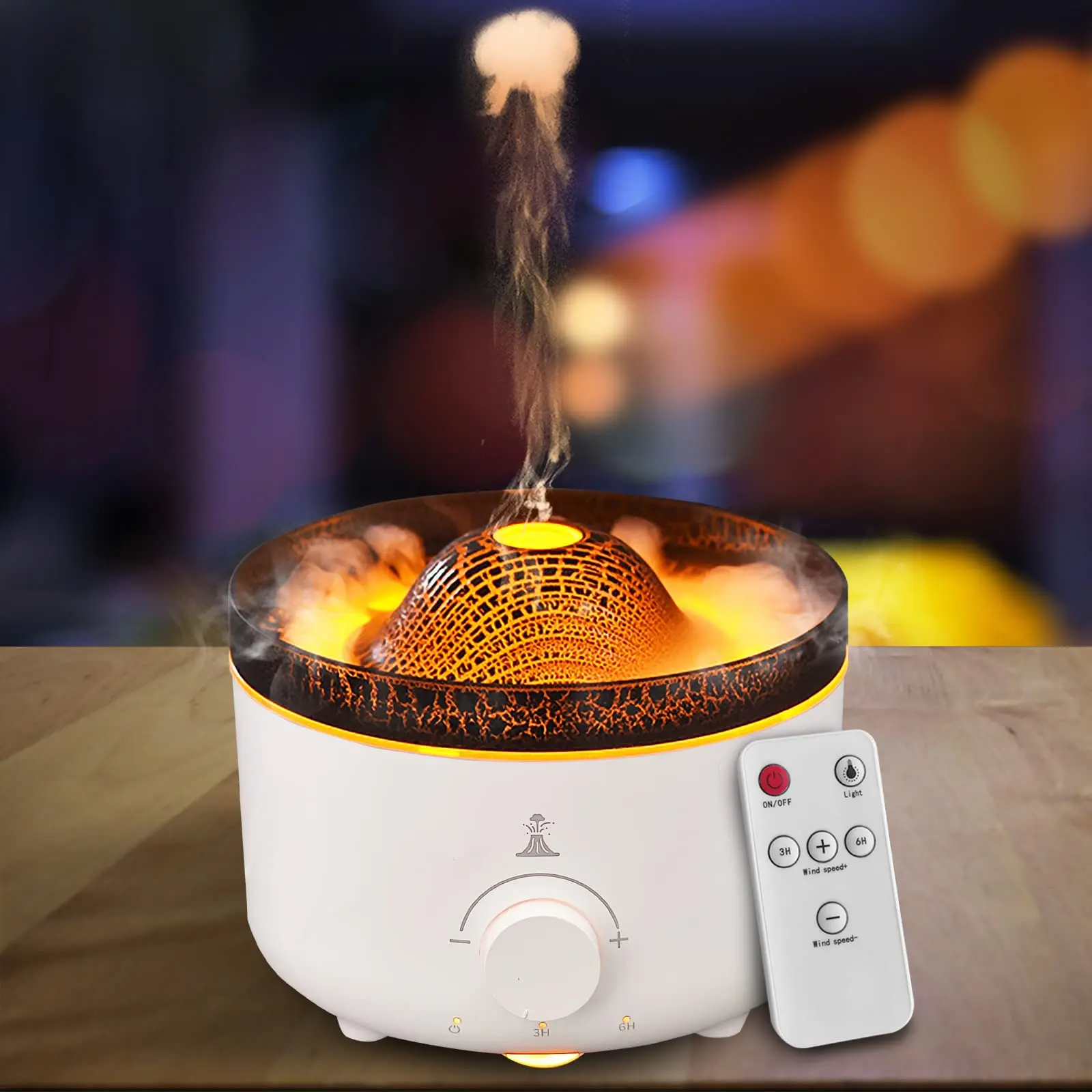 

Volcanic Flame Aroma Diffuser Essential Oil 560ml Ultrasonic Air Humidifier with Cute Smoke Ring Night Light Lamp