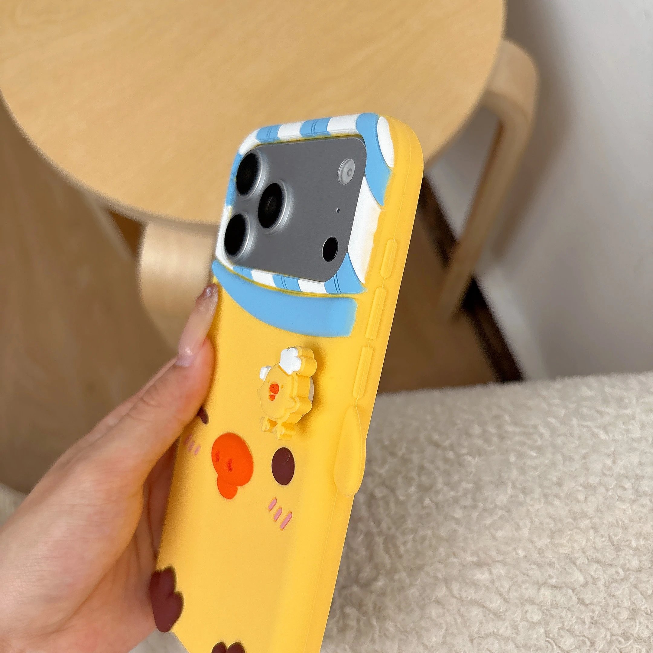 Adorable 3D Rotating Yellow Chicken Silicone Phone Case