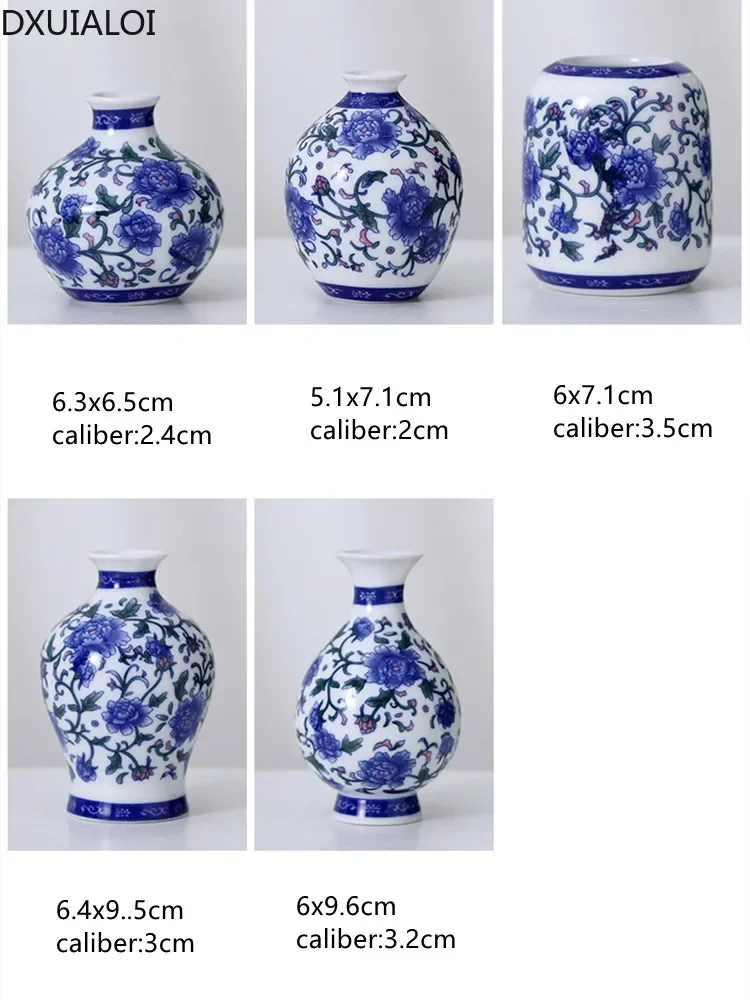 DXUIALOI Chinese antique mini applique small vase ceramic crafts living room desktop hydroponic vase home decoration 6