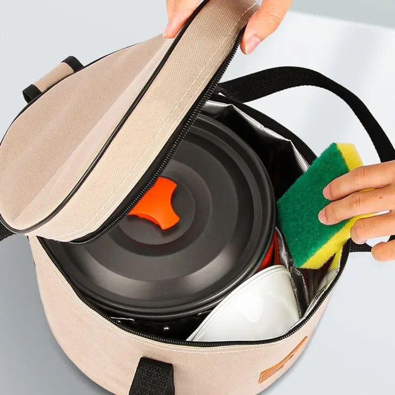 New Oxford Resistant Cloth Camping Cookware Sundries Carrying Waterproof Round Plate Dishes Bowl Pot Storage Pouch Wear
