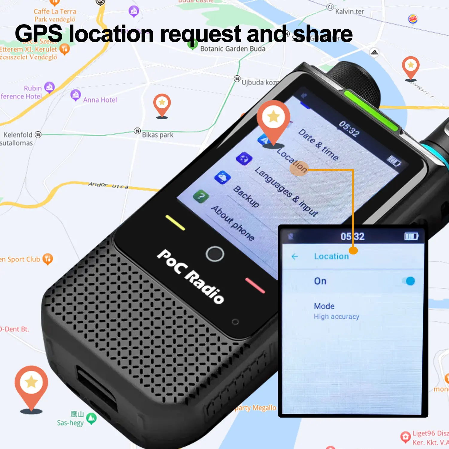 Hiroyasu HI-B5Pro 4G Lte GPS Zello Real-PTT Global-PTT Pocstars PoC Walkie Talkie Android8.1 1GB RAM 8GB ROM 2.4" Touch Screen 4