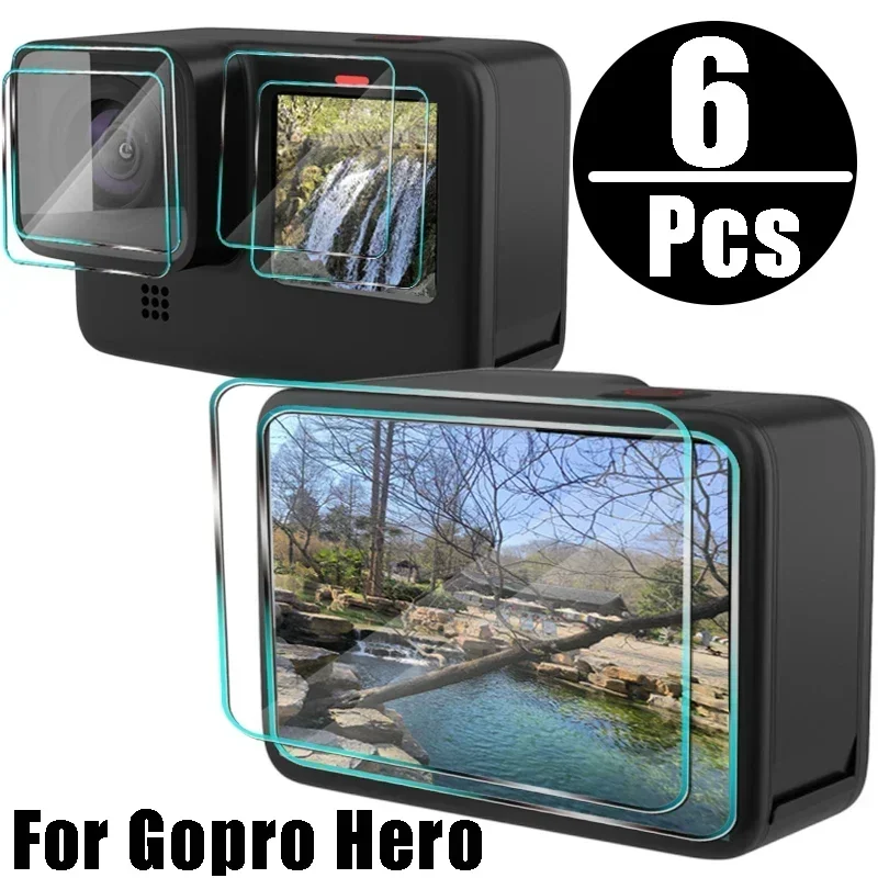 1-6pcs Screen Protector for Gopro Hero 11 10 9 Back Camera Lens Film Anti-scratch Tempered Glass for Go Pro Hero11 Hero 10 9