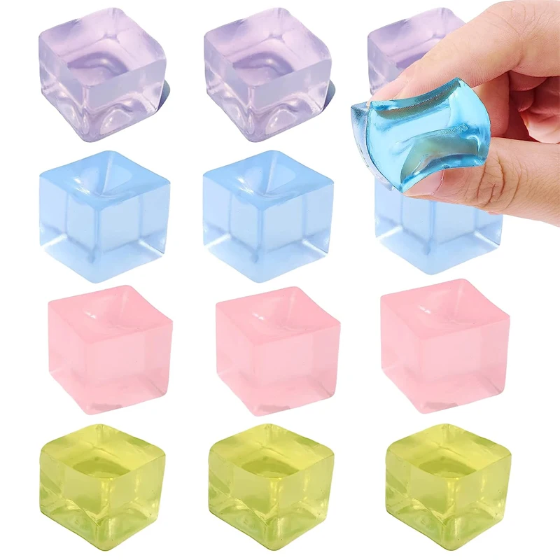 30PCS Squishy Mochi Ice Cube Square Toys For Kids Antistress Ball Party Favors Classroom Rewards Carnival Prizes Pinata Fillers