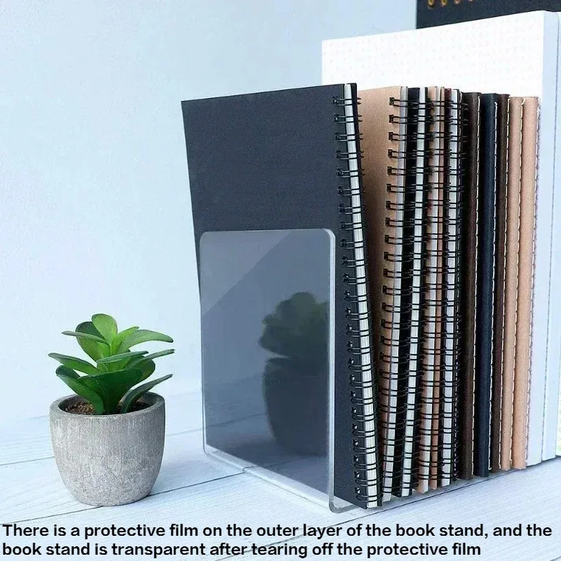 Transparent Acrylic Bookends Stand Book organizer Book holder Book stand Book terminal Bookshelf Desktop Decorative Storage Rack Book Holder Organizer School Stationery 1PC