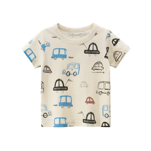2022 Summer Boys T Shirt Cartoon Dinosaur Baby T-shirts Short Sleeves Full Print Children Clothing Cotton Kids Clothes Tee Tops N