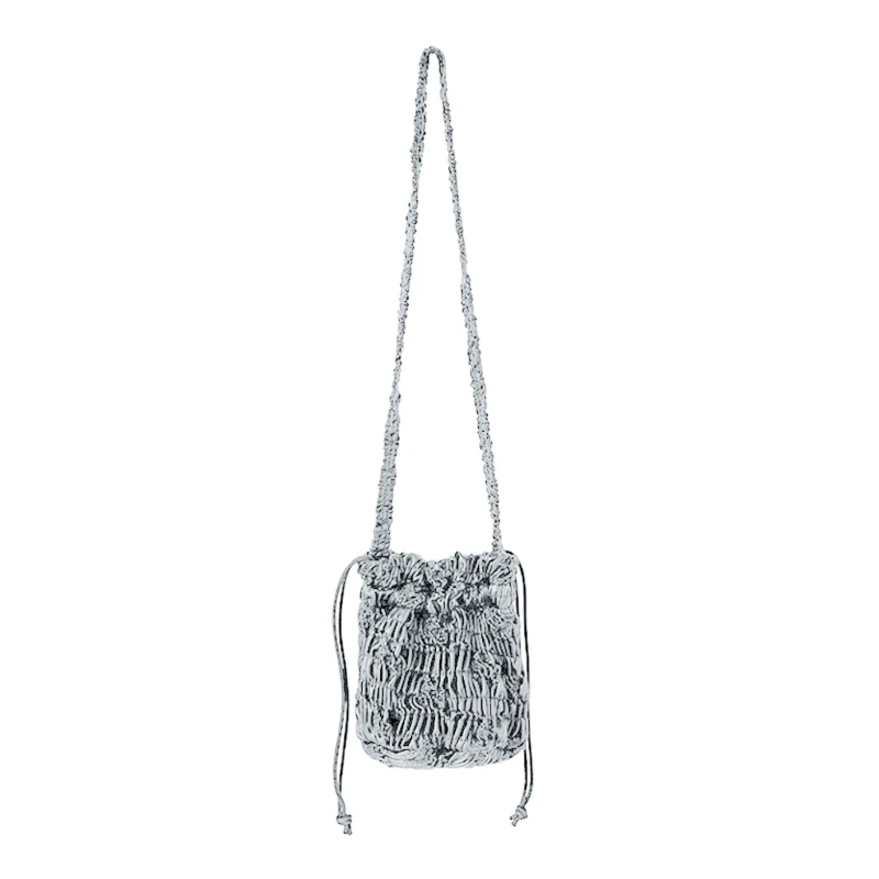 Casual Pleated Drawstring Bag for Women Girls Shoulder Bags Lady Bucket Shaped Bag Crossbody Bag