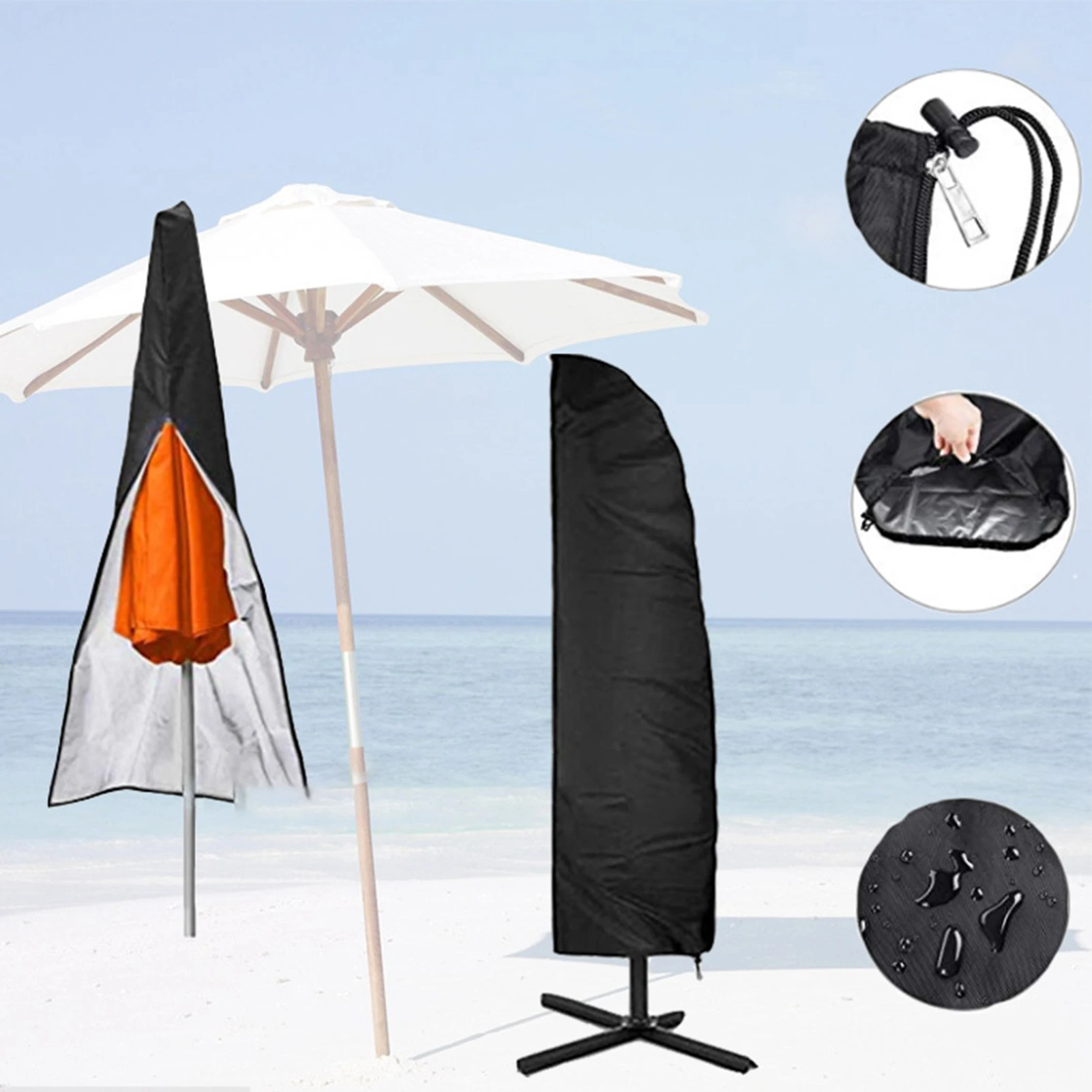 Outdoor Umbrella Cover with Unique Zipper Design & Easy to Put on the Umbrella with Tough Waterproof Breathable Material