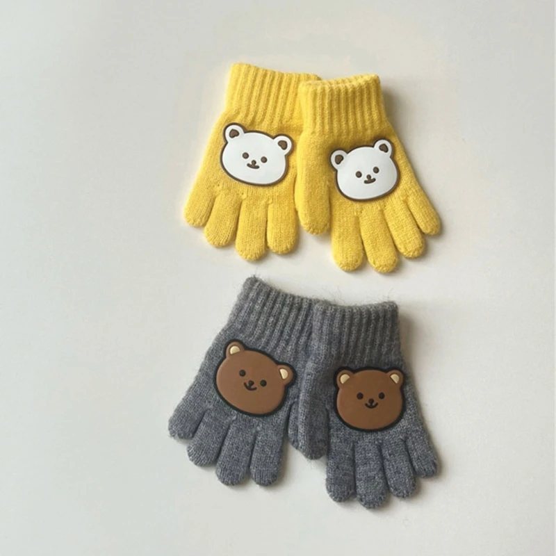 Guantes cálidos de lana para bebé, manoplas gruesas de punto de dedo completo para niños de 3 a 7 años, esquí al aire libre, invierno, 1 par