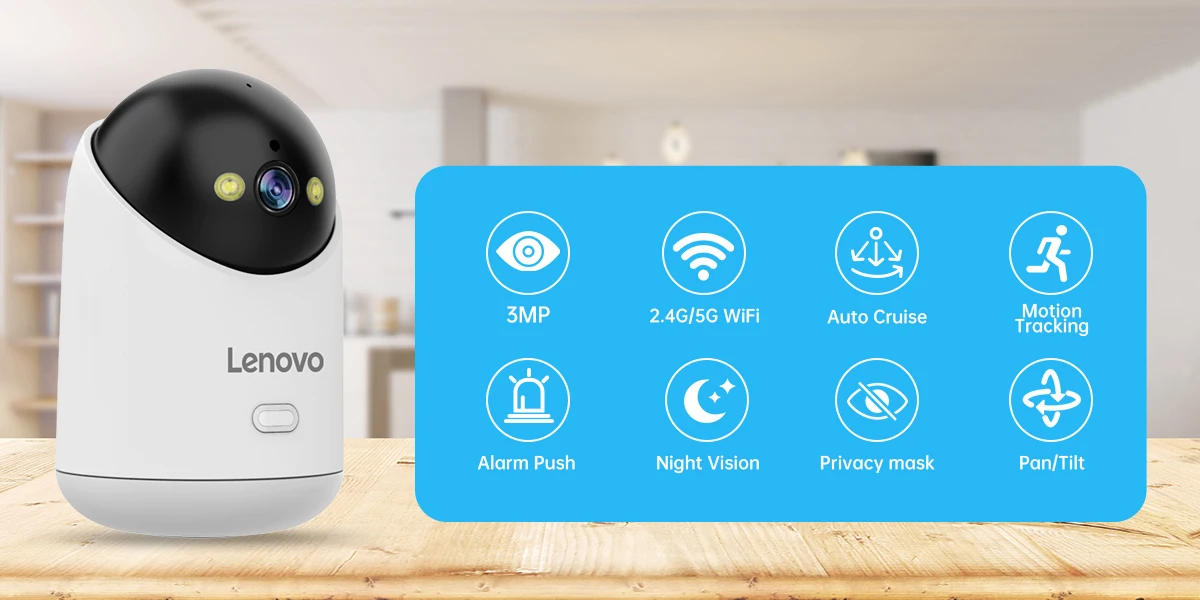 Lenovo 3MP Smart Home IP Camera Surveillance Camera 2.4 5G Wifi CCTV Camera description image