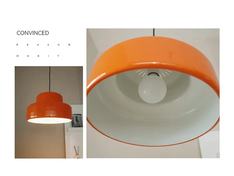 Bauhaus Vintage Orange Chandeliers Medieval Restaurant LED Ceiling Lamp Nordic Retro Bedroom Decoration Study Pendant Lights