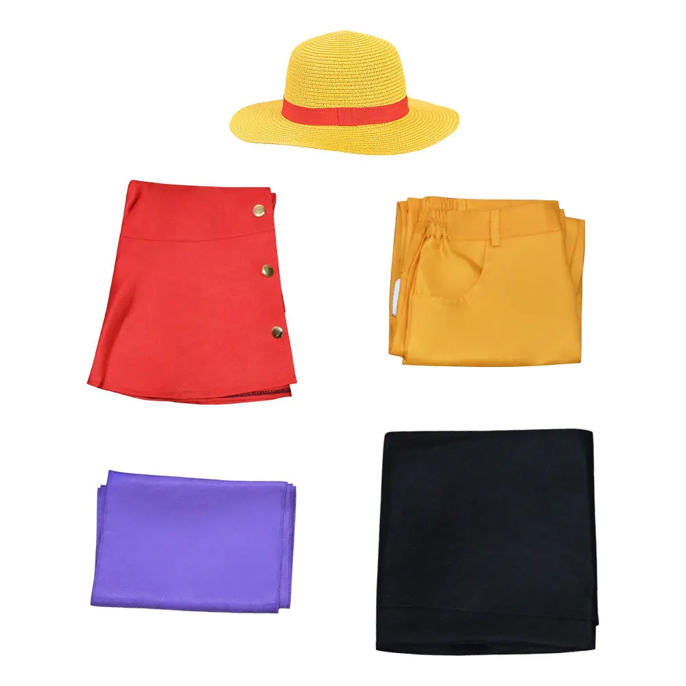 One Piece: Monkey D. Luffy | Red Sleeveless Top Cosplay Costume 17 One Piece Monkey D Luffy Sleeveless Top Cosplay Costume