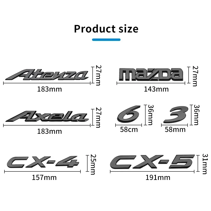 3D ABS ڵ ΰ  Ʈũ  ȣ  ƼĿ,  3 5 6 ׳ Ǽ CX-4 CX-5 323 M3 M6 ׼, 1 