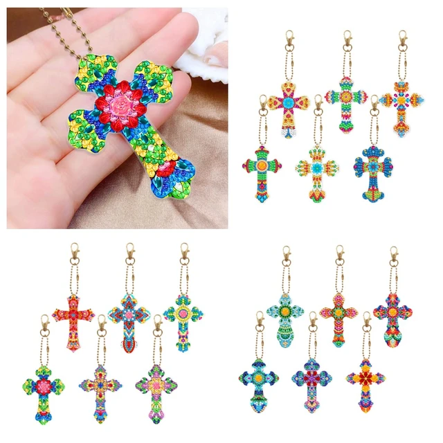  6Pc Set of Double-Sided Diamond Painting Keychains