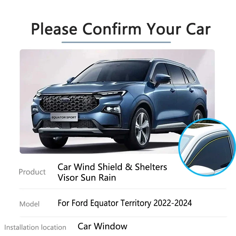 Rain Window Visor Deflector Guard Awning Vent Cover Windshield Protector Accessories for Ford Equator Territory