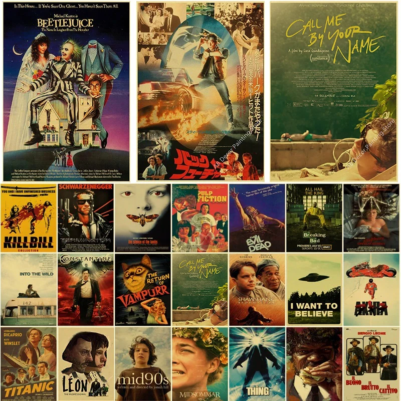 Nostalgic Printing Classic Movie Posters Kraft Paper Prints Hot Film Vintage Home Room Office Club Art Wall Decor Painting vintage art poster movie poster wall art print vintage wall art art paper poster