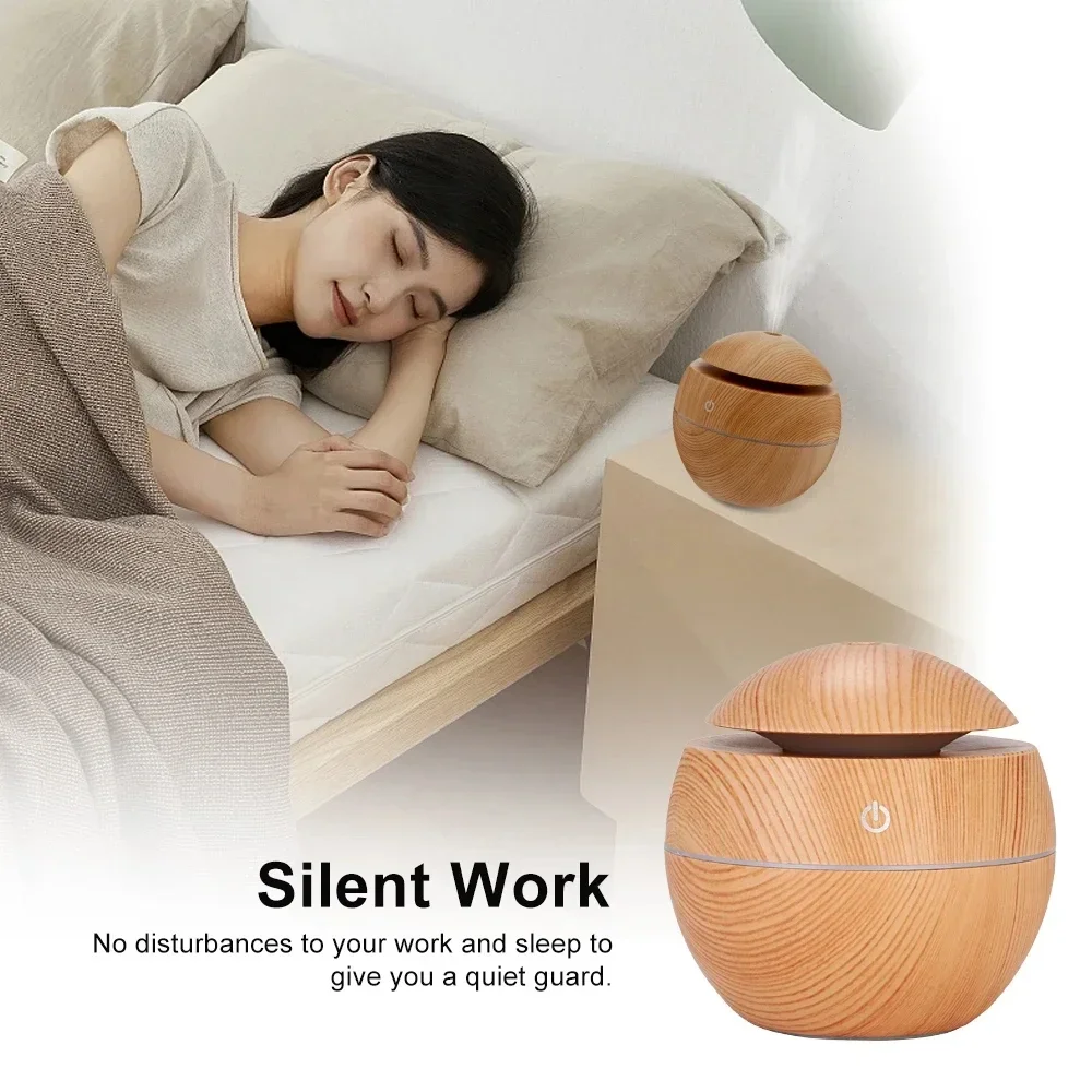 Home Wood Grain Air Humidifier Purifier Aroma Diffuser USB Ultrasonic Cool Mist Sprayer Essential Oil Fragrance 2