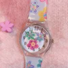 New Fashion Colorful Flower Watch for Girl Women Cute Cartoon Kids Watches Silicone Quartz Candy Color Children Wristwatch Clock 1