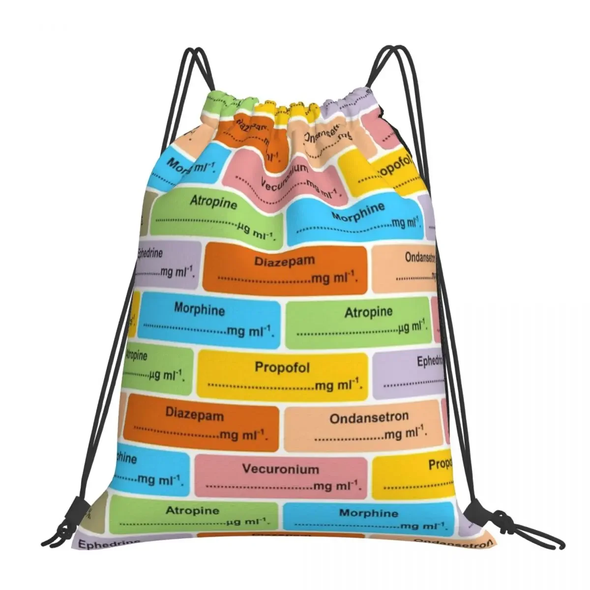 

Gift For Anaesthetist Anesthetist Anesthesiologist Drug Label Pattern Backpack Portable Drawstring Bags BookBag For Man Woman