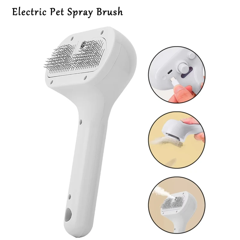 ABYP Rechargeable Pet Hair Comb,Pet Atomizer Grooming Device,Easy One-Button Hair Removal And Cleaning Pet Brush For