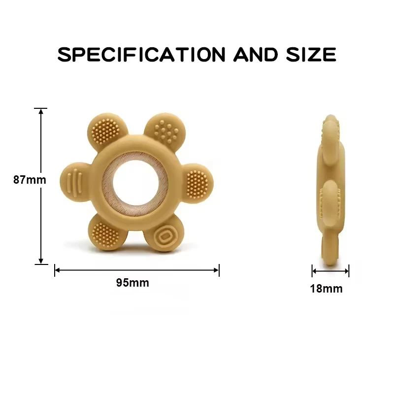 1PC Baby Silicone Teether Toy BPA Free Infant Wooden Ring Health Care Teething Chewing Toys Newborn Gifts For Baby Accessories