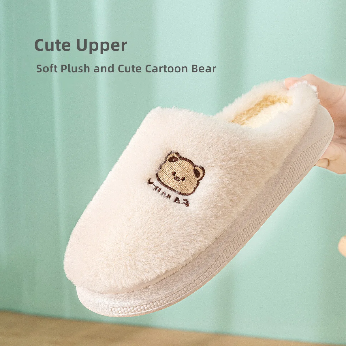 New Women Men Autumn Winter Warm Slippers Cute Cotton Shoes Home Bedroom Casual Non Slip Flats Couples Indoor Soft Plush Slides 4