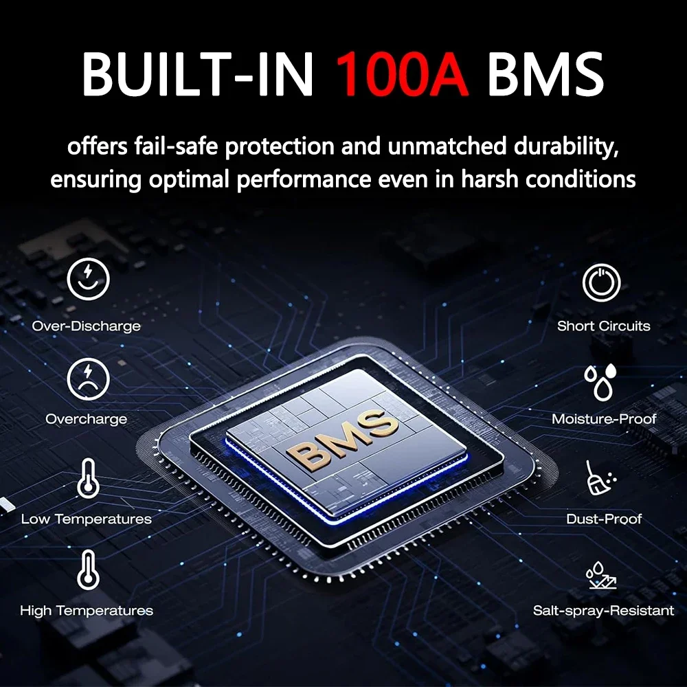 12V 24V 100Ah 200Ah 300AH 500AH 600AH LiFePO4 Battery Built-in BMS Lithium Iron Phosphate Cells For RV Campers Golf Cart Solar 4