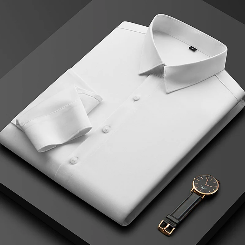 

Menwear Boutique Luxury Shirts Wedding Dress Skinny Fit Long Sleeve Shirt Silk Soft Tuxedo Shirts White Black Champagne