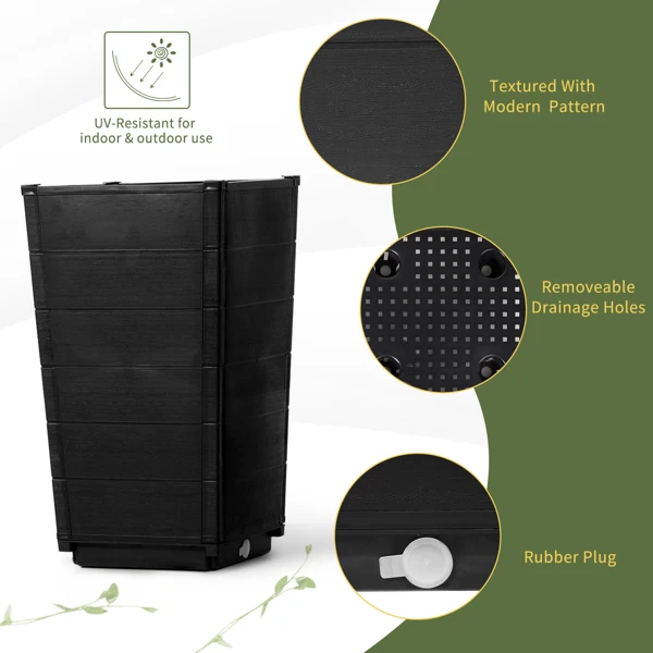 2PCS 32.5*32.5*57cm 深棕色 桶型 塑料 高款木纹拼接款 塑料种植-28